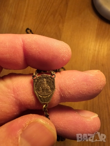 Стара молитвена броеница с метален кръст разпятие богородица  с младенеца и Исус Христос за да те па, снимка 4 - Антикварни и старинни предмети - 51845539