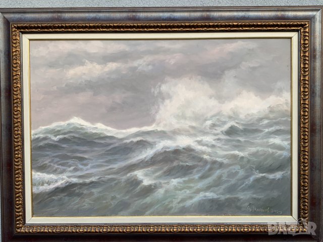 Голяма картина от Анатолий Панагонов (Бурно море край Калиакра), снимка 3 - Картини - 10435790