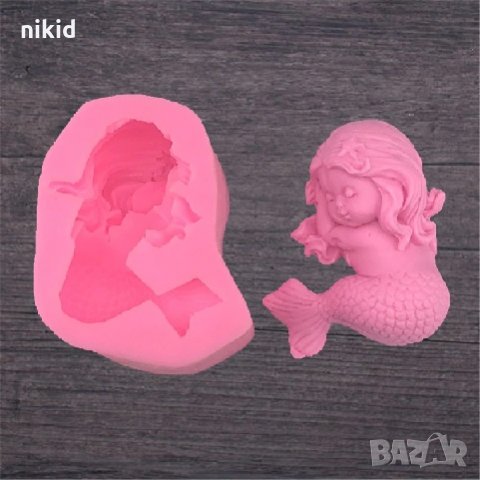 3D Момиченце с опашка на русалка силиконов молд форма за декорация украса торта фондан шоколад гипс, снимка 2 - Форми - 26606943