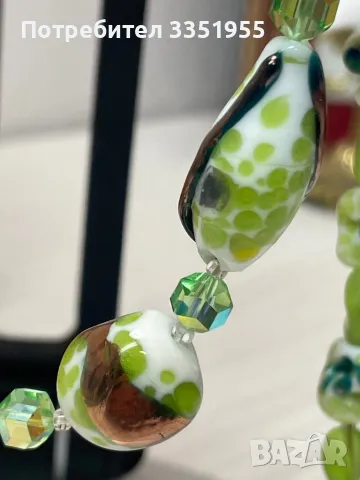 Старинна Луксозна огърлица от стъкло и сребро, снимка 5 - Колиета, медальони, синджири - 49216986