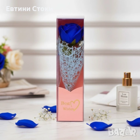 Единична декоративна роза в кутия „Best Wishes“, снимка 3 - Романтични подаръци - 53069026