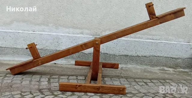 Детска дървена балансираща люлка везна тип конче за двор градина детска площадка люлка карбалка, снимка 5 - Други - 49690059