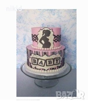 Бременна жена контур плитък силиконов молд форма фондан шоколад декор торта и др, снимка 3 - Форми - 37206043