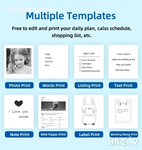 Преносим мини термопринтер с 6 ролки комплект, безжичен Bluetooth термо термичен принтер, снимка 7 - Принтери, копири, скенери - 52996187