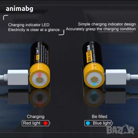 ANIMABG Литиево-йонни презареждащи батерии, AА, 1.5V, 3500mWh, Бързо зареждане, 2 броя, снимка 5 - Друга електроника - 37765133