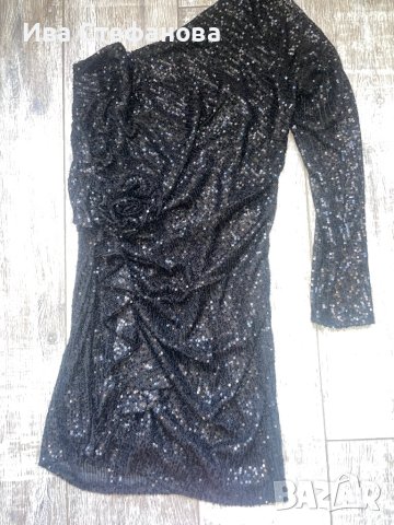 Блестяща нова къса нова парти коктейлна официална рокля черни  пайети, снимка 9 - Рокли - 43542718