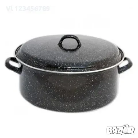 Тава емайлирана с капак метален кант 40см, снимка 1