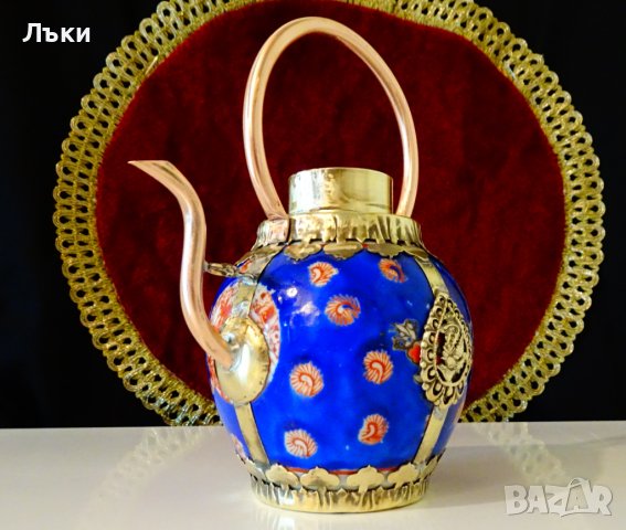 Тибетски чайник порцелан,мед и месинг. , снимка 7 - Антикварни и старинни предмети - 37512646