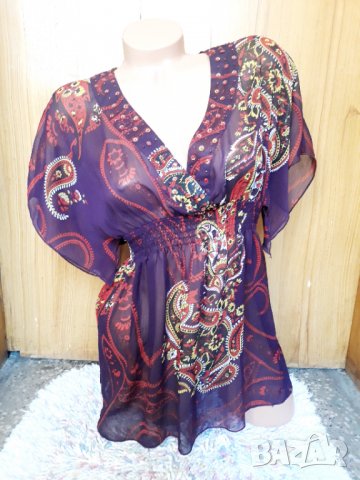 Лилав шифон прозрачна туника тип пеперуда М, снимка 1