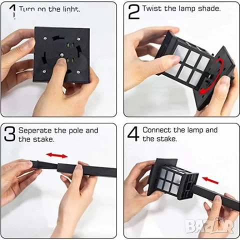 Соларна градинска лампа с ярка светлина SB-34, снимка 6 - Соларни лампи - 51043422