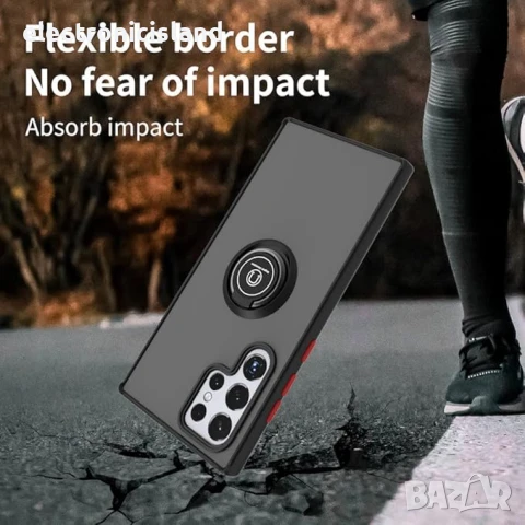 Калъф за телефон със скоба за Samsung Galaxy S22 Ultra, магнитен, черен, снимка 3 - Калъфи, кейсове - 50648454