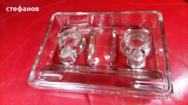 Ретро стъклена мастилница от едно време, неползвана, снимка 7 - Антикварни и старинни предмети - 51143166