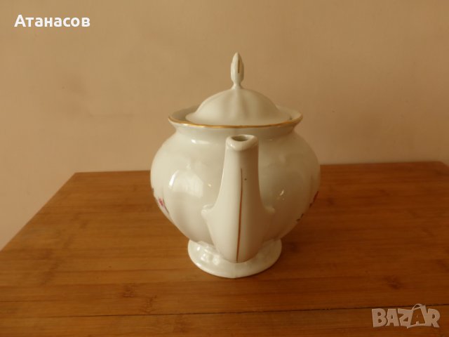 Български порцеланов чайник Изида 1980 г, снимка 2 - Аксесоари за кухня - 37047621