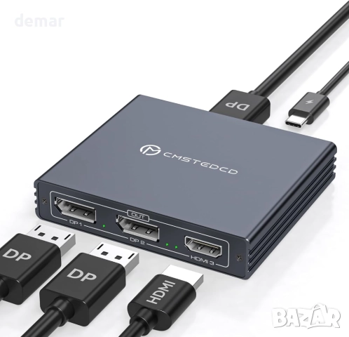VEDINDUST DisplayPort сплитер 1 вход/3 изхода DP към HDMI и двоен DP