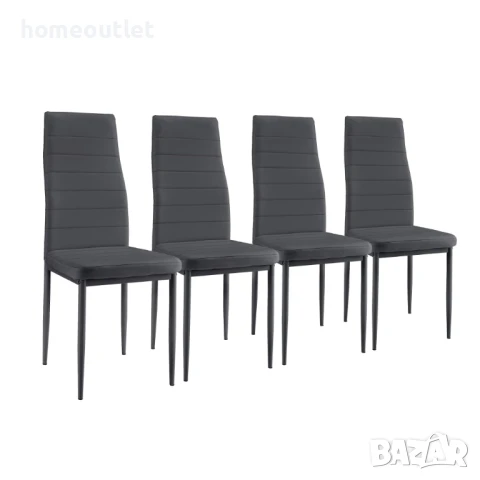 РАЗПРОДАЖБА Трапезни столове с дамаска от PU кожа в сиво, к-т от 4бр R012-PEGASUS C-LLM-G0804G, снимка 1