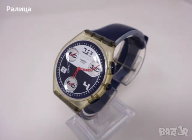 Часовник хронограф Swatch с оригинална силиконова каишка, снимка 3 - Мъжки - 50150524