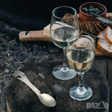 5-в-1 многофункционален комбиниран прибор от неръждаема стомана с лъжица и отварачка за бутилки, вил, снимка 10 - Къмпинг мебели - 52165549