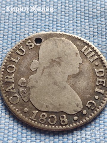 Сребърна монета 2 реала 1808г. Карлос четвърти Севиля Испания 26754, снимка 1 - Нумизматика и бонистика - 42983906