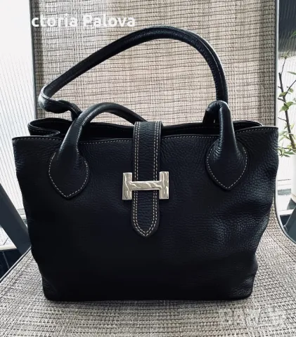 Модерна италианска кожена чанта с две дръжки, снимка 10 - Чанти - 49623462