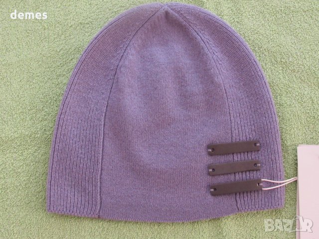  Лилава машинно плетена шапка, 100% кашмир, Монголия, снимка 1 - Шапки - 27377795