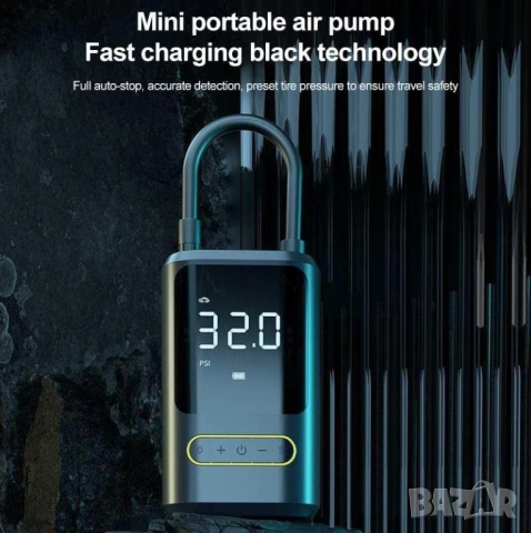 Преносим акумулаторен компресор с цифров дисплей и интелигентни функции ATJ-8466 , снимка 6 - Аксесоари и консумативи - 52352765