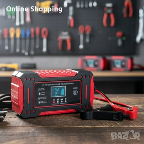 Интелигентно зарядно за акумулатор с дисплей 12V 6A импулсно, снимка 7 - Аксесоари и консумативи - 53383228