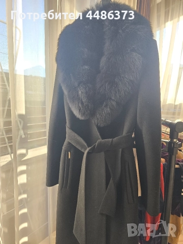 вълнено палто с лисица
