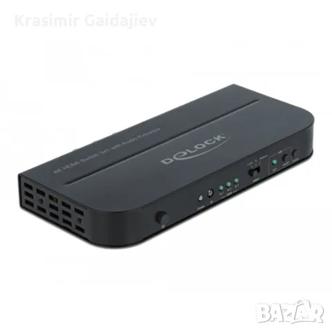 Delock HDMI превключвател 3 x HDMI вход към 1 x HDMI изход 4K 60 Hz с аудио екстрактор, снимка 3 - Кабели и адаптери - 48063009
