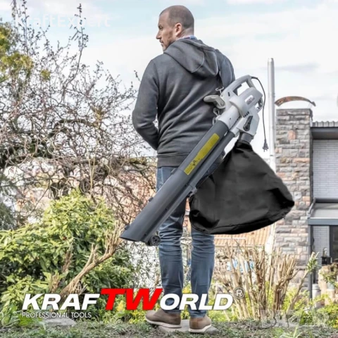 Електрически листосъбирач KraftWorld 3000W – Издухване, Засмукване, Раздробяване + Подарък втора тор, снимка 4 - Други инструменти - 50653901