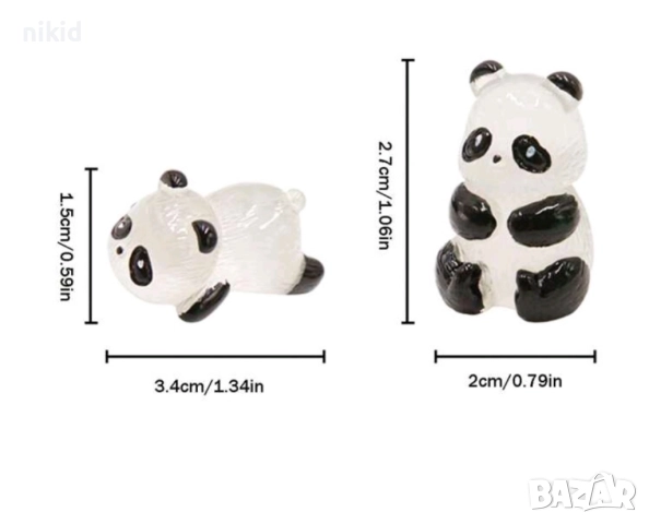 5 бр малки панди пандички Панда пластмасови фигурки фигурка украса декорация , снимка 4 - Фигурки - 51436849