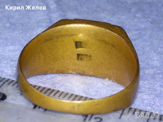 СТАР РУМЪНСКИ РЕТРО ПРЪСТЕН с ПЕЧАТИ 14К и 585 МЕСИНГОВА СПЛАВ РЪЧНА ИЗРАБОТКА За КОЛЕКЦИЯ 21945, снимка 6 - Антикварни и старинни предмети - 40684992