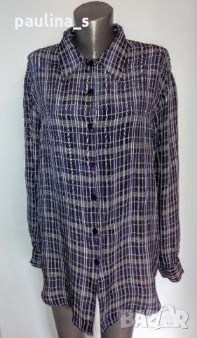 Риза тип туника в каре от ацетатна коприна "No 1" collection, снимка 4 - Ризи - 28672922
