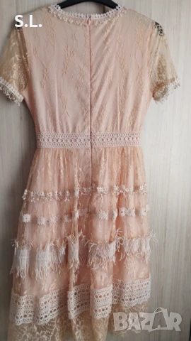 Дантелена розова рокля, снимка 2 - Рокли - 50606641