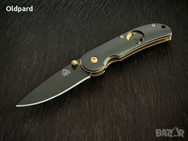 Колекционерски сгъваем джобен нож PUMA TEC Einhandmesser Golden Logo (302409), снимка 6 - Ножове - 43020171