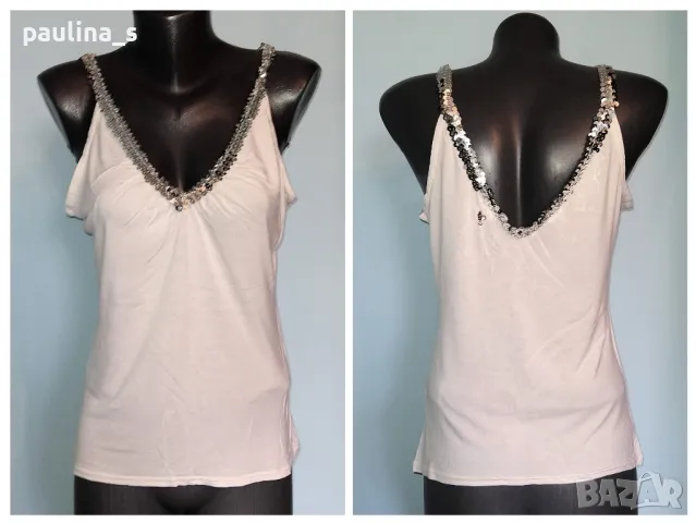 Шест различни броя / Бял потник с пайети и камизола / голям размер , снимка 9 - Потници - 28506311