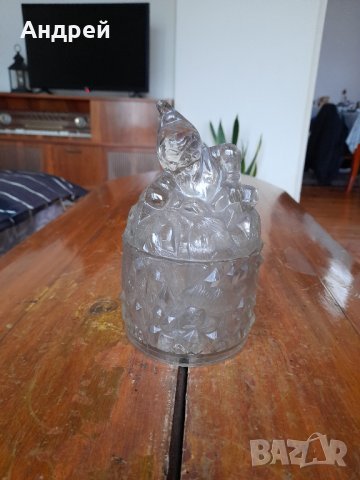 Стара стъклена захарница #4