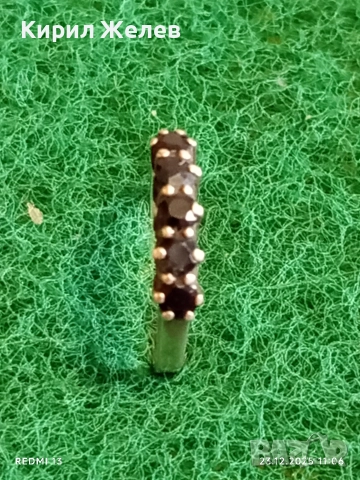 Елегантен нежен сребърен пръстен с ювелирно инкрустирани ЧЕРЕН ТУРМАЛИН ювелирна изработка 41136