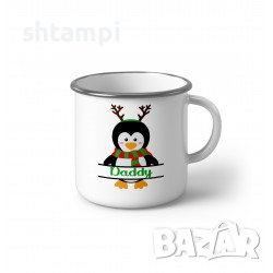 Персонализирано Коледно Емайлирано Канче С Пингвини И Име, снимка 2 - Други - 37105645