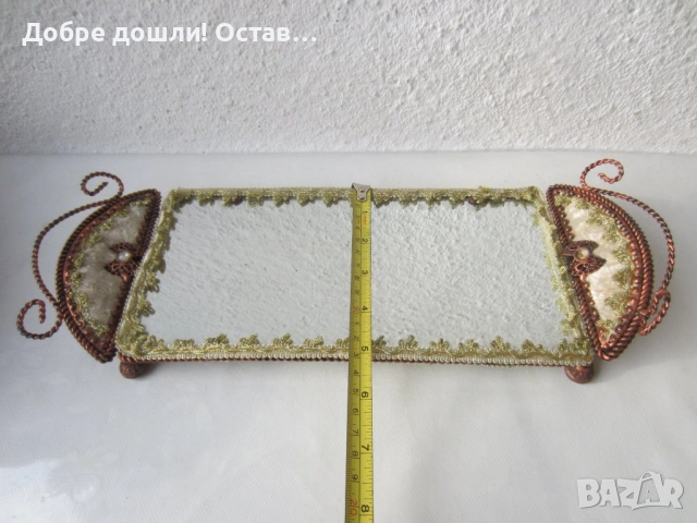 Огледала:   Старо огледало кръгло, тоалетка лукс, друг поднос , снимка 8 - Антикварни и старинни предмети - 32730162