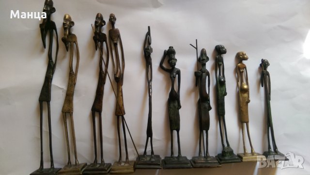 Бронзови Африкански фигури 8 броя, снимка 2 - Статуетки - 26429241