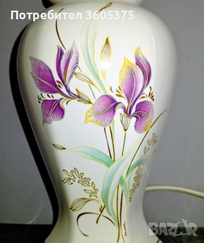 Работеща настолна лампа с порцеланов корпус, снимка 2 - Настолни лампи - 53451580