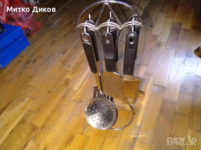 Кухненски набор 7 части 6+1 неръждаема стомана със стойка, снимка 7 - Аксесоари за кухня - 43400992