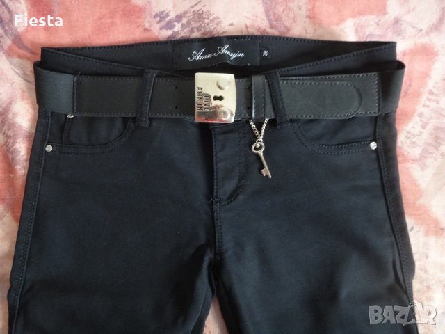 Черен панталон с колан AMN JN, снимка 1 - Панталони - 29044246