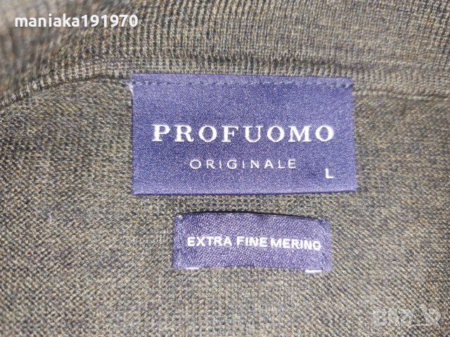PROFUOMO (L) мъжки италиански пуловер мерино 100% Merino Wool, снимка 6 - Пуловери - 44035649