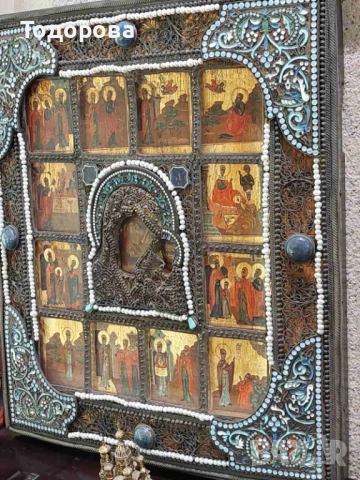 Лот сребърни икони Царска Русия,икона ,емайл/златна сребърен сребро 84/12000 евро, снимка 12 - Икони - 51951319