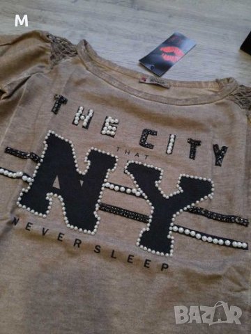 Нова блуза New York с камъни и перли на намаление, снимка 2 - Блузи с дълъг ръкав и пуловери - 27682458