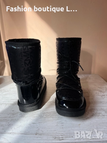 MOHITO Черни боти тип апрески 38 номер с блестящи връзки и лачено и матово лого на марката 🖤🖤🖤, снимка 4 - Дамски боти - 52400517