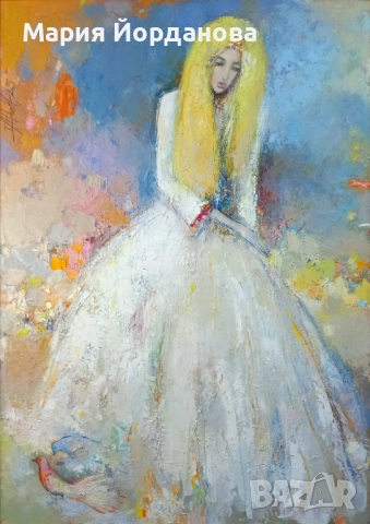 Картина маслени бои на платно "Невинност" 100 х 70 см , снимка 2 - Картини - 32041834