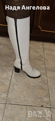 Бели ботуши естествена агнешка кожа - 40 лв, снимка 2 - Дамски ботуши - 48394049