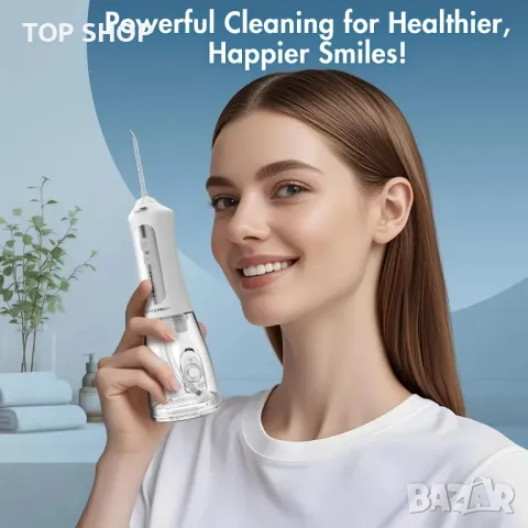Зъбен душ BarberBoss, преносим иригатор за устна кухина, бял, снимка 6 - Тримери - 49682762